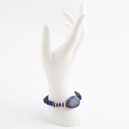 Dreamy  Blue Lapis Chunky Golden Bracelet Barse Jewelry