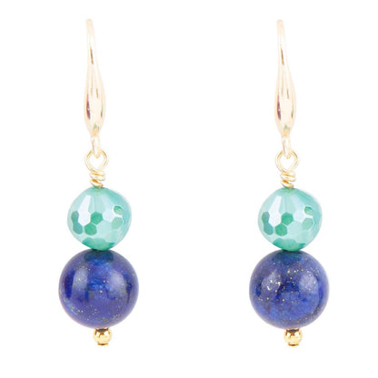 Dreamy Blue Lapis Green Golden Drop Earrings Barse Jewelry
