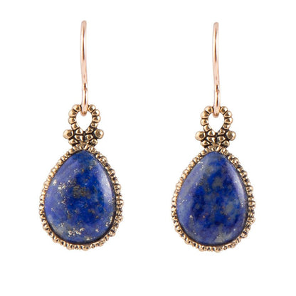Dreamy Drop Blue Lapis and Golden Earrings Barse Jewelry