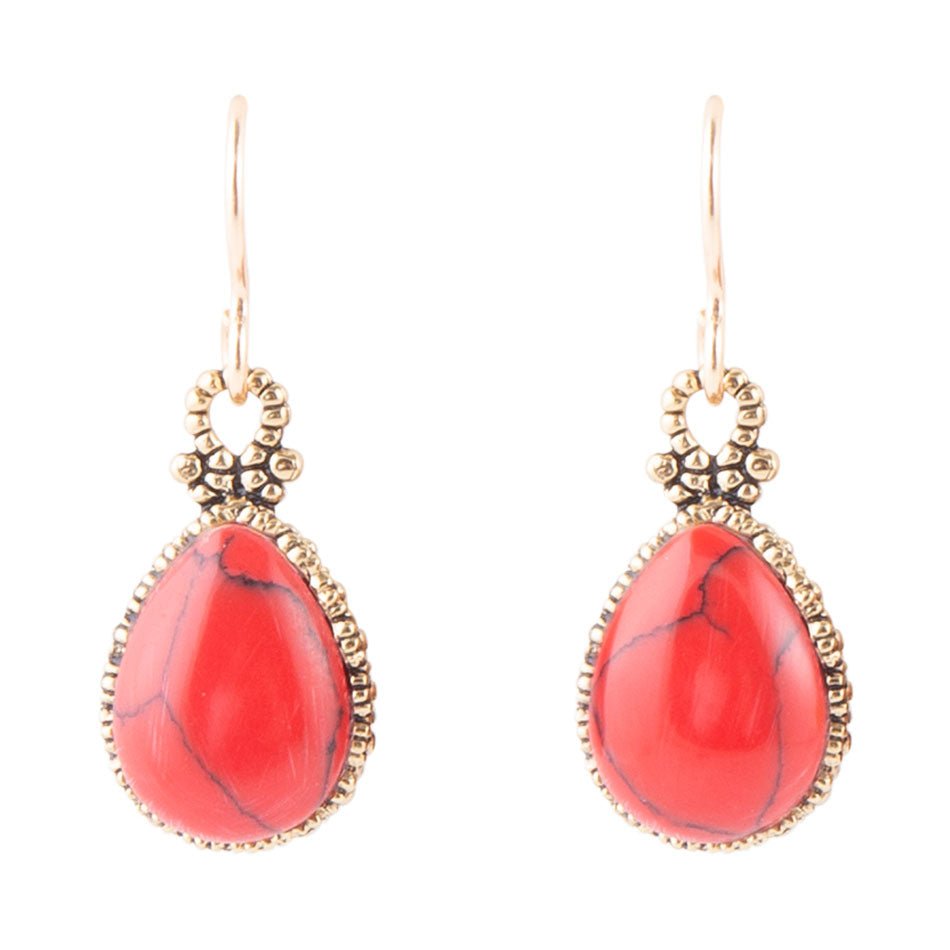 Dreamy Drop Red Howlite Earrings Barse Jewelry