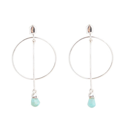 Sterling Silver and Blue Turquoise Drop a Line Earrings Barse Jewelry