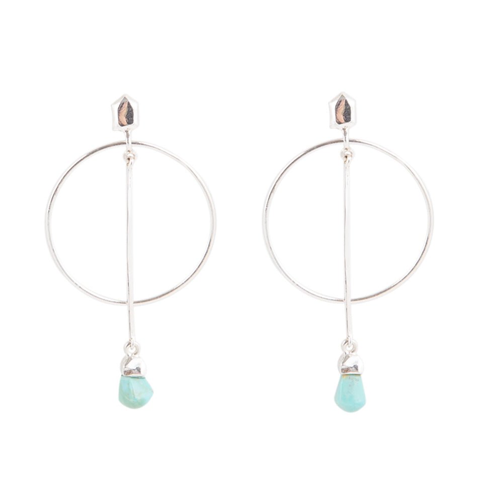 Sterling Silver and Blue Turquoise Drop a Line Earrings Barse Jewelry