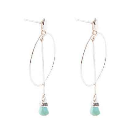 Sterling Silver and Blue Turquoise Drop a Line Earrings Barse Jewelry