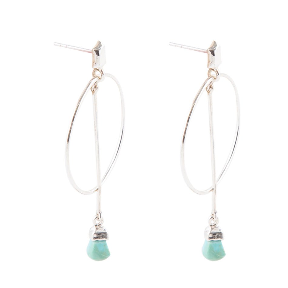Sterling Silver and Blue Turquoise Drop a Line Earrings Barse Jewelry