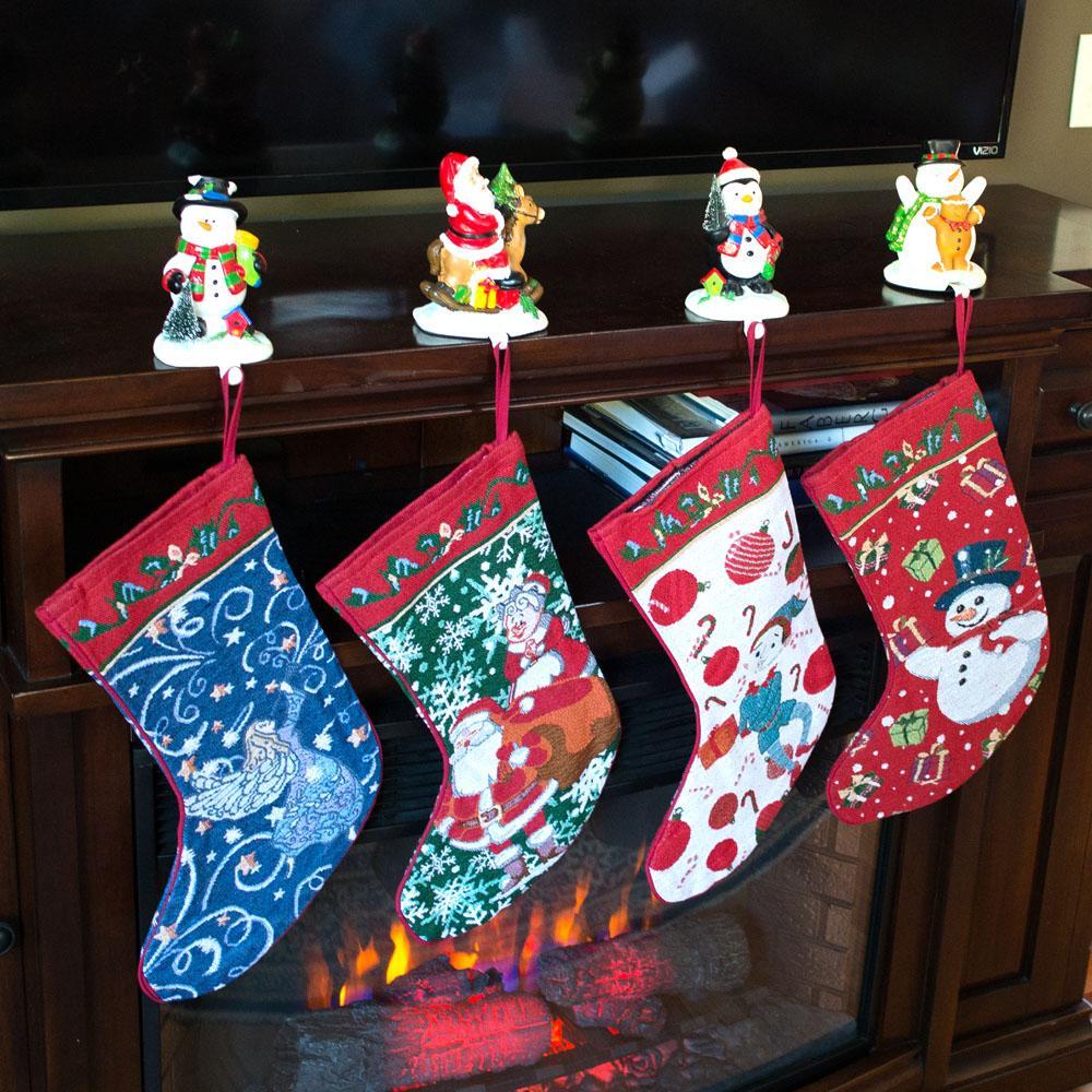 Set of 4 Mr. and Mrs. Claus, Angel, Elf and Snowman Christmas Stockings BestPysanky