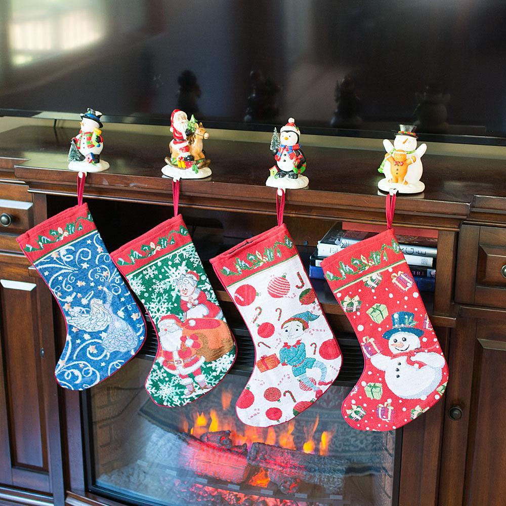 Set of 4 Mr. and Mrs. Claus, Angel, Elf and Snowman Christmas Stockings BestPysanky