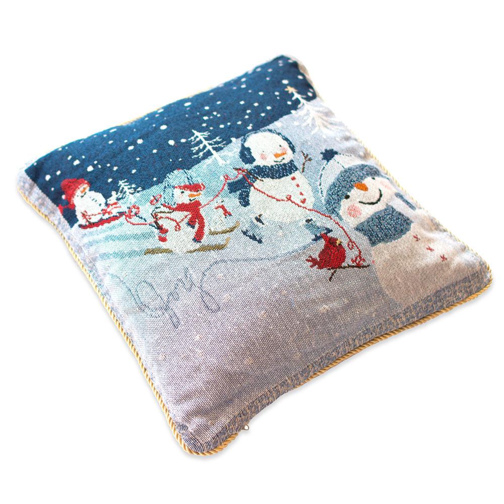 Set of 2 Snowmen Enjoying Winter Sport Parade Christmas Throw Cushion Pillow Covers BestPysanky