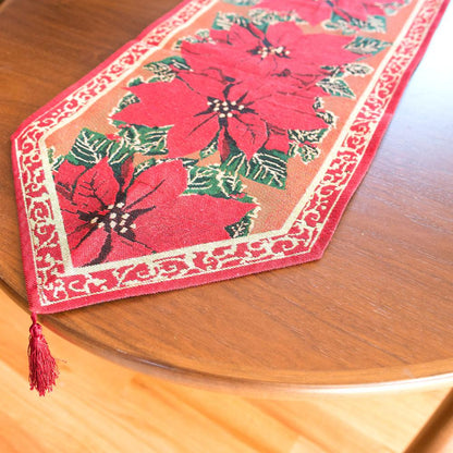 Poinsettia Flowers Christmas Tablecloth Holiday Runner 75 Inches BestPysanky