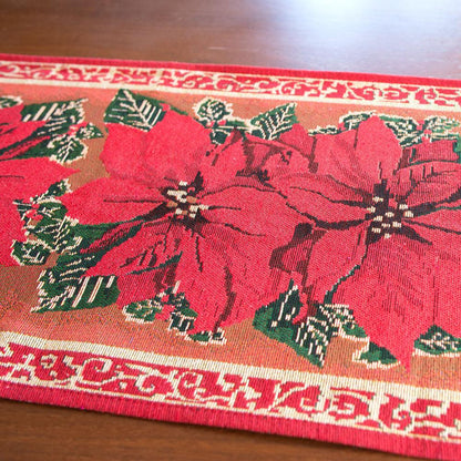 Poinsettia Flowers Christmas Tablecloth Holiday Runner 75 Inches BestPysanky