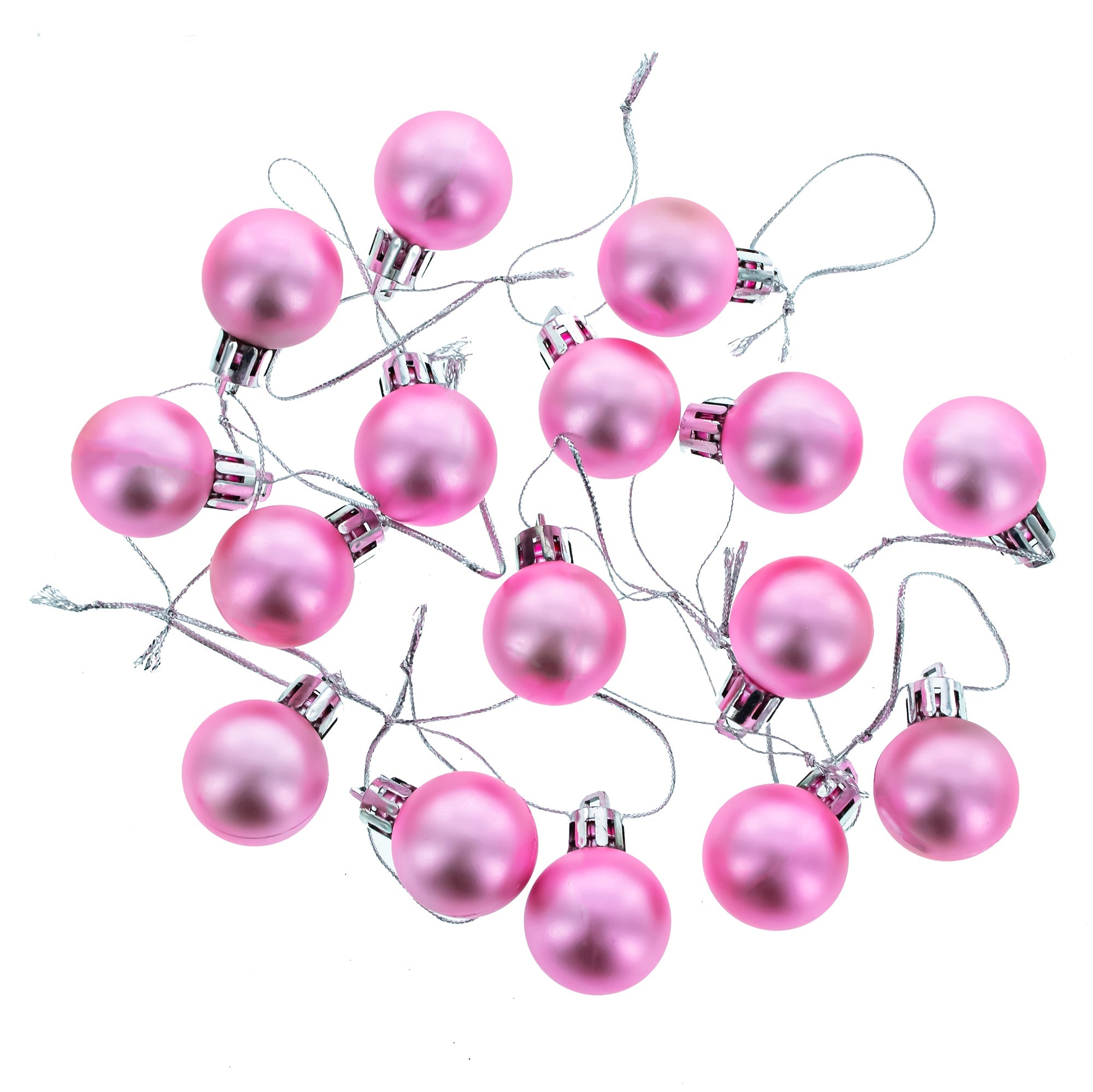 Set of 40 Pink Mini Ball Plastic Christmas Ornaments