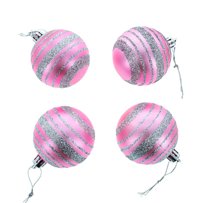 Set of 40 Pink Mini Ball Plastic Christmas Ornaments