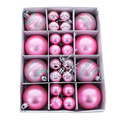 Set of 40 Pink Mini Ball Plastic Christmas Ornaments