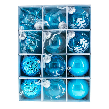 Set of 12 Plastic Ball Christmas Ornaments BestPysanky