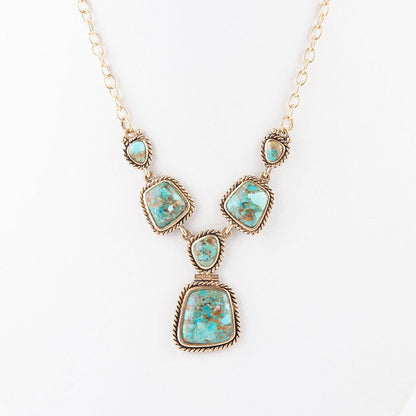 Earth and Sky Blue Turquoise Golden Necklace Barse Jewelry