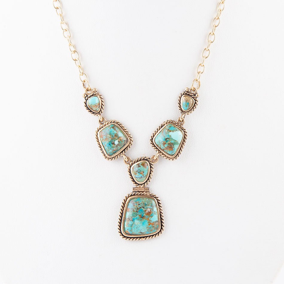 Earth and Sky Blue Turquoise Golden Necklace Barse Jewelry