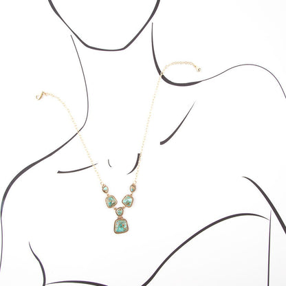 Earth and Sky Blue Turquoise Golden Necklace Barse Jewelry