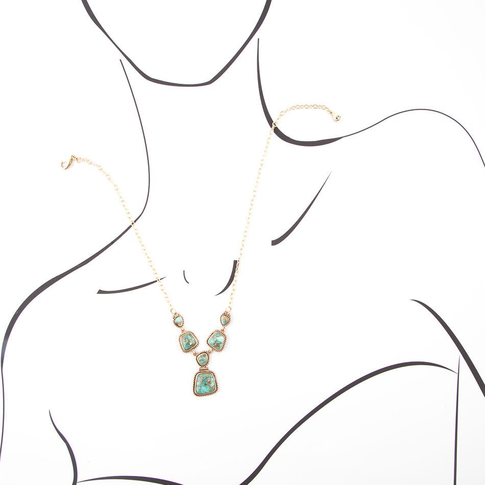 Earth and Sky Blue Turquoise Golden Necklace Barse Jewelry