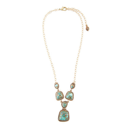 Earth and Sky Blue Turquoise Golden Necklace Barse Jewelry