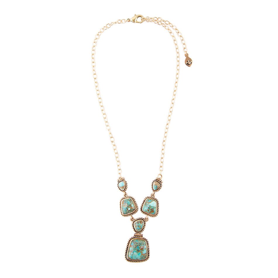 Earth and Sky Blue Turquoise Golden Necklace Barse Jewelry