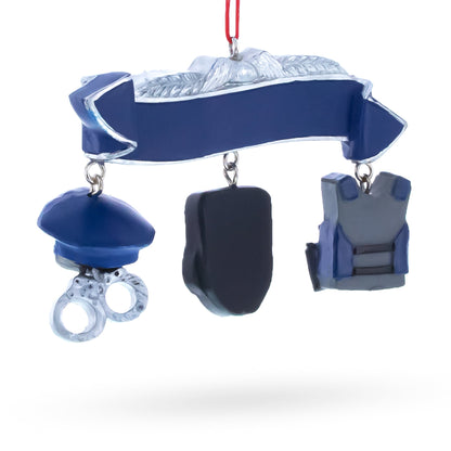Serve Honor & Protect Police Badge and Gear Resin Christmas Ornament