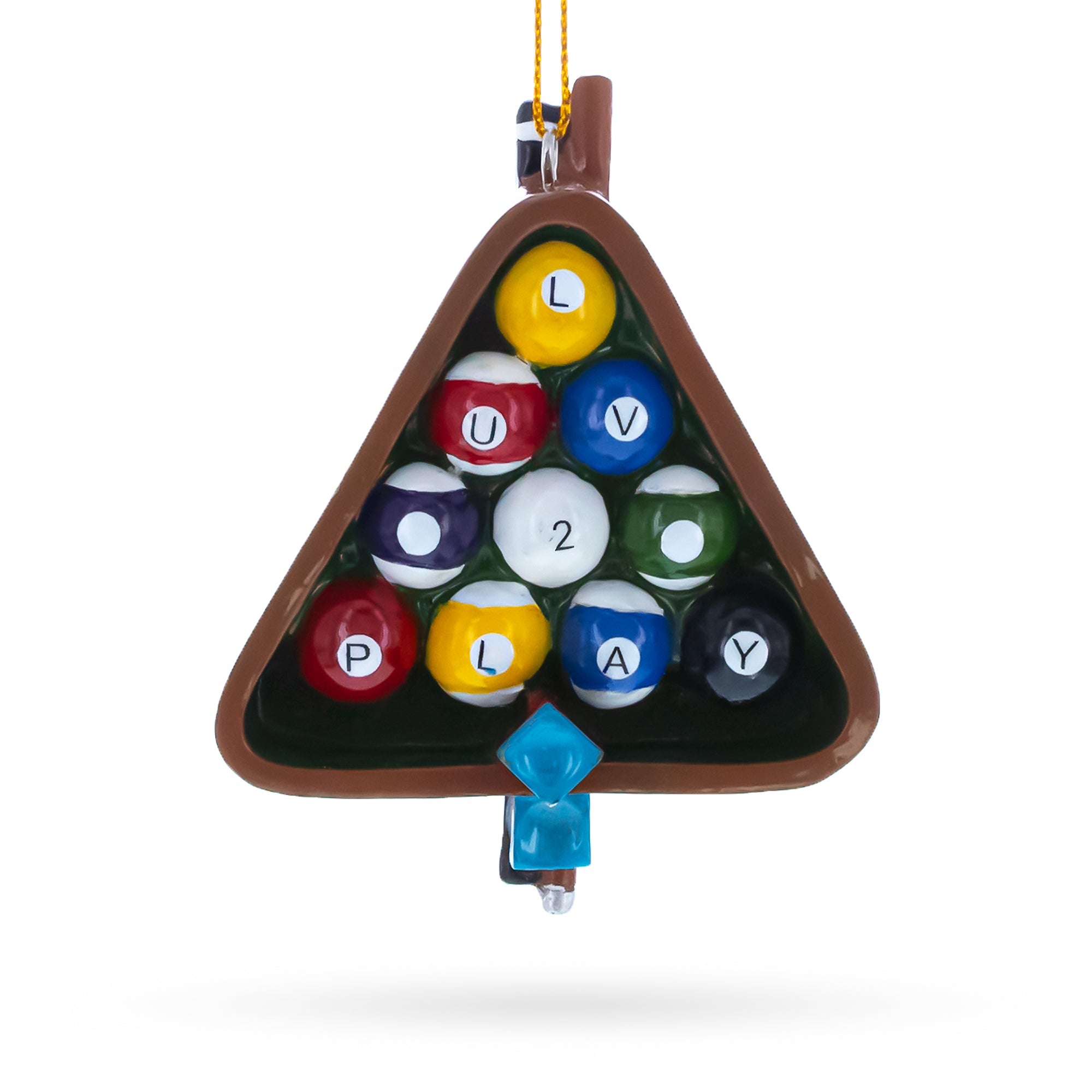 Billiards Pool Table Rack with Balls Resin Christmas Ornament