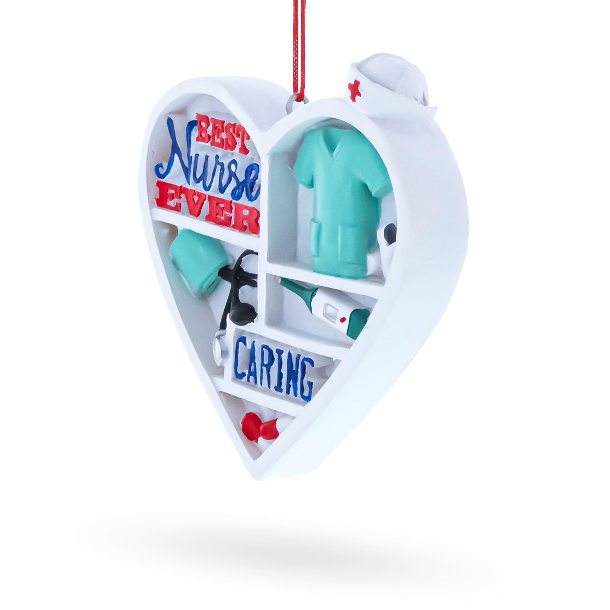 Best Nurse Ever Heart with Medical Tools Resin Christmas Ornament