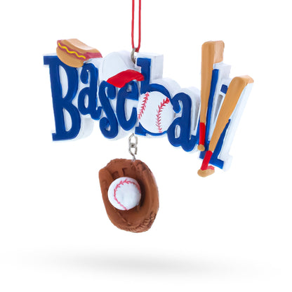 Baseball Glove and Bat Resin Christmas Ornament
