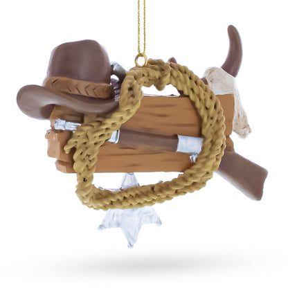 Western Cowboy Hat Sheriff Badge Resin Christmas Ornament