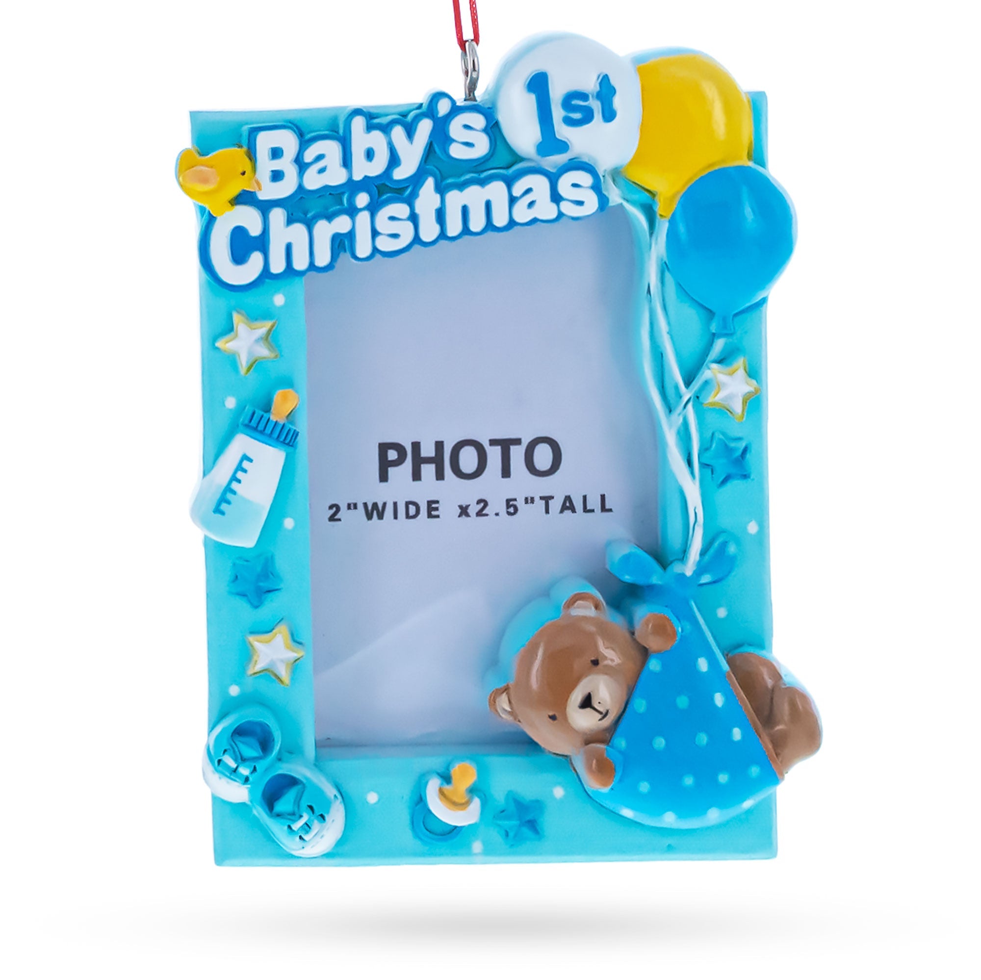 Baby Boy First Christmas Photo Frame Resin Christmas Ornament