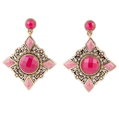 Embellished Pink Quartz Golden Post Drop Earrings Barse Jewelry