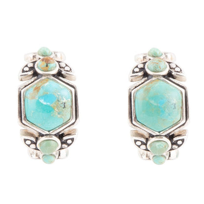 Emile Blue Turquoise Sterling Silver Hoop Earrings Barse Jewelry