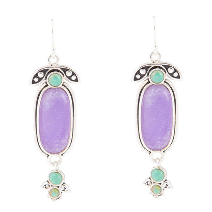 Emile Purple Quartz and Blue Turquoise Sterling Silver Drop Earrings Barse Jewelry