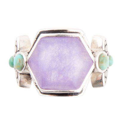 Emile Purple Quartz and Blue Turquoise Sterling Silver Ring Barse Jewelry