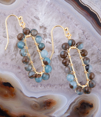 Endless Loop Blue Sponge Quartz Golden Earrings Barse Jewelry