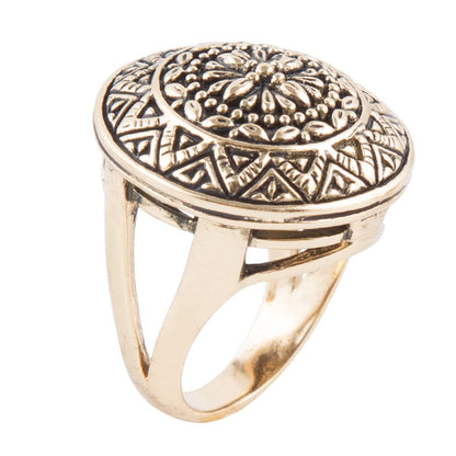 Engraved Golden Bronze Statement Ring Barse Jewelry