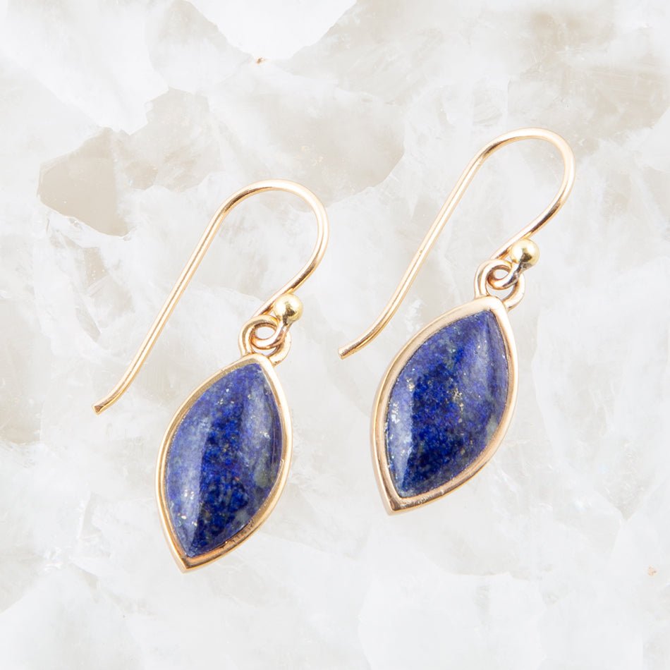 Blue Lapis Golden Drop Earrings Barse Jewelry