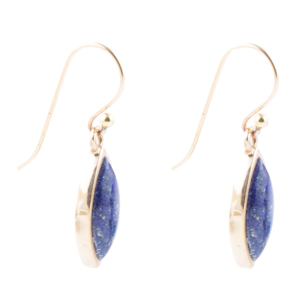 Blue Lapis Golden Drop Earrings Barse Jewelry