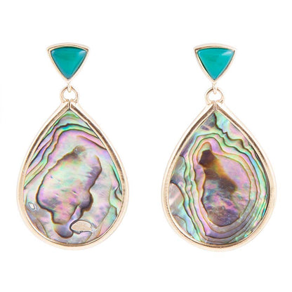 Epiphany Blue Abalone Golden Post Drop Earrings Barse Jewelry