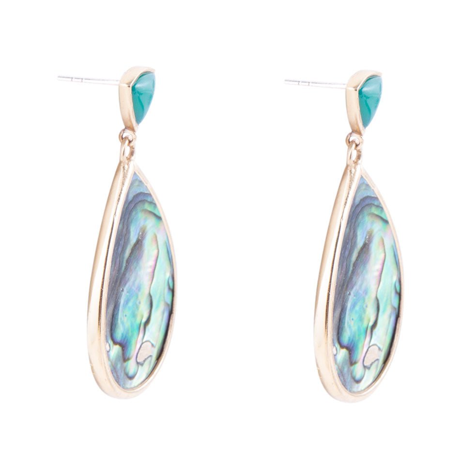 Epiphany Blue Abalone Golden Post Drop Earrings Barse Jewelry
