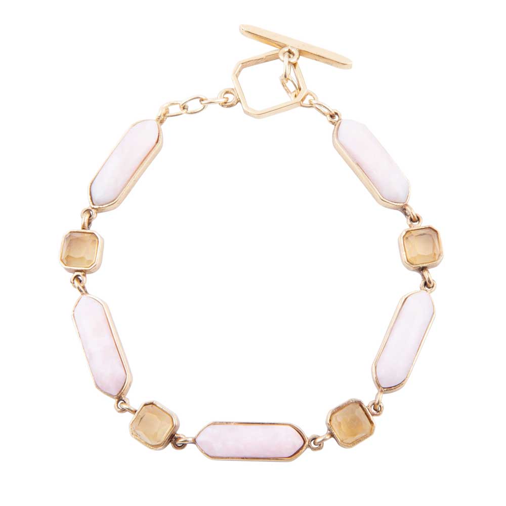 Etta Pink Opal and Yellow Quartz Golden Toggle Bracelet Barse Jewelry