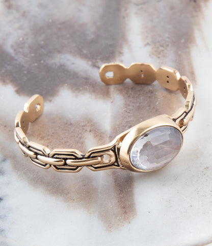 Etto Black Mother of Pearl Golden Cuff Bracelet Barse Jewelry