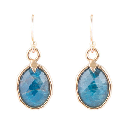 Faceted Blue Apatite Golden Drop Earrings Barse Jewelry