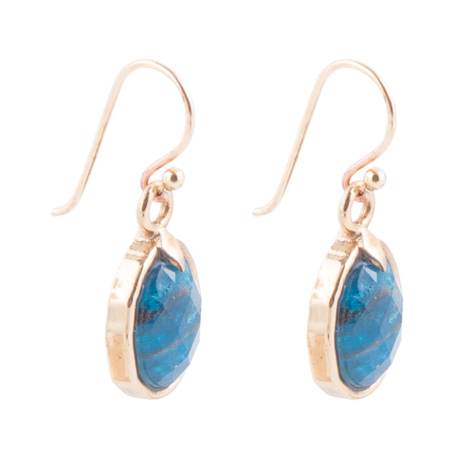 Faceted Blue Apatite Golden Drop Earrings Barse Jewelry