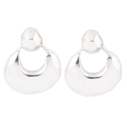 Faceted Sterling Silver Doorknocker Post Earrings Barse Jewelry
