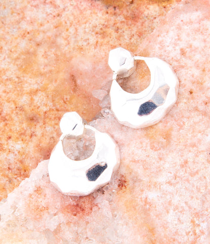 Faceted Sterling Silver Doorknocker Post Earrings Barse Jewelry