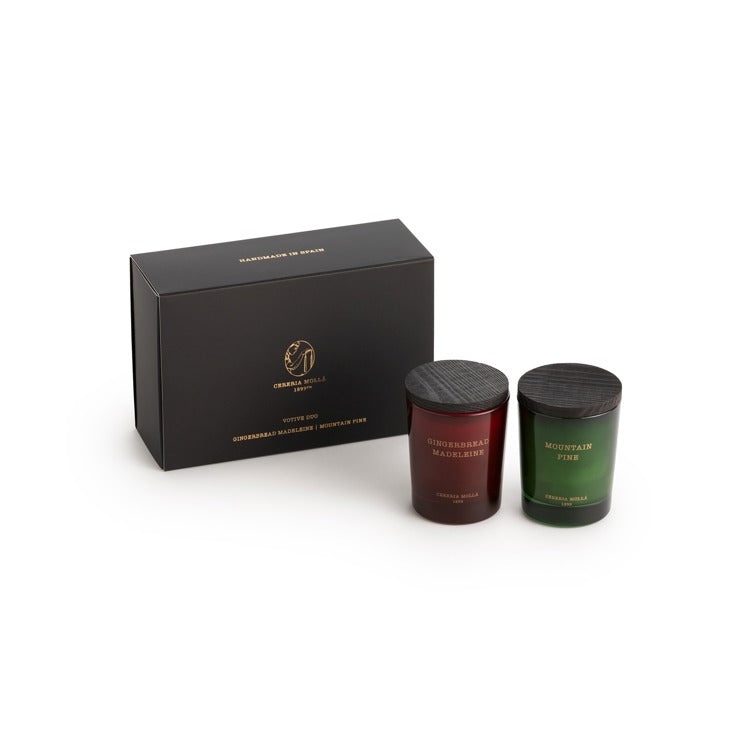 Cereria Molla - Limited Edition - HOLIDAY - Gift Set Gingerbread Madeleine, Mountain Pine 2 small jars 2x2.4 oz - Coastous