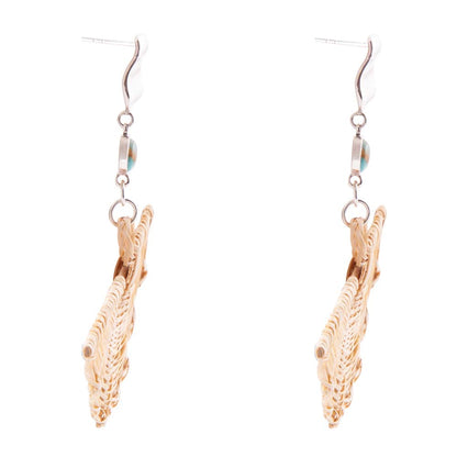 Fan of Rattan Blue Turquoise and Sterling Silver Earrings Barse Jewelry