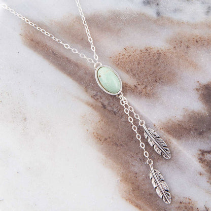 Feather Green Turquoise and Sterling Silver Necklace Barse Jewelry