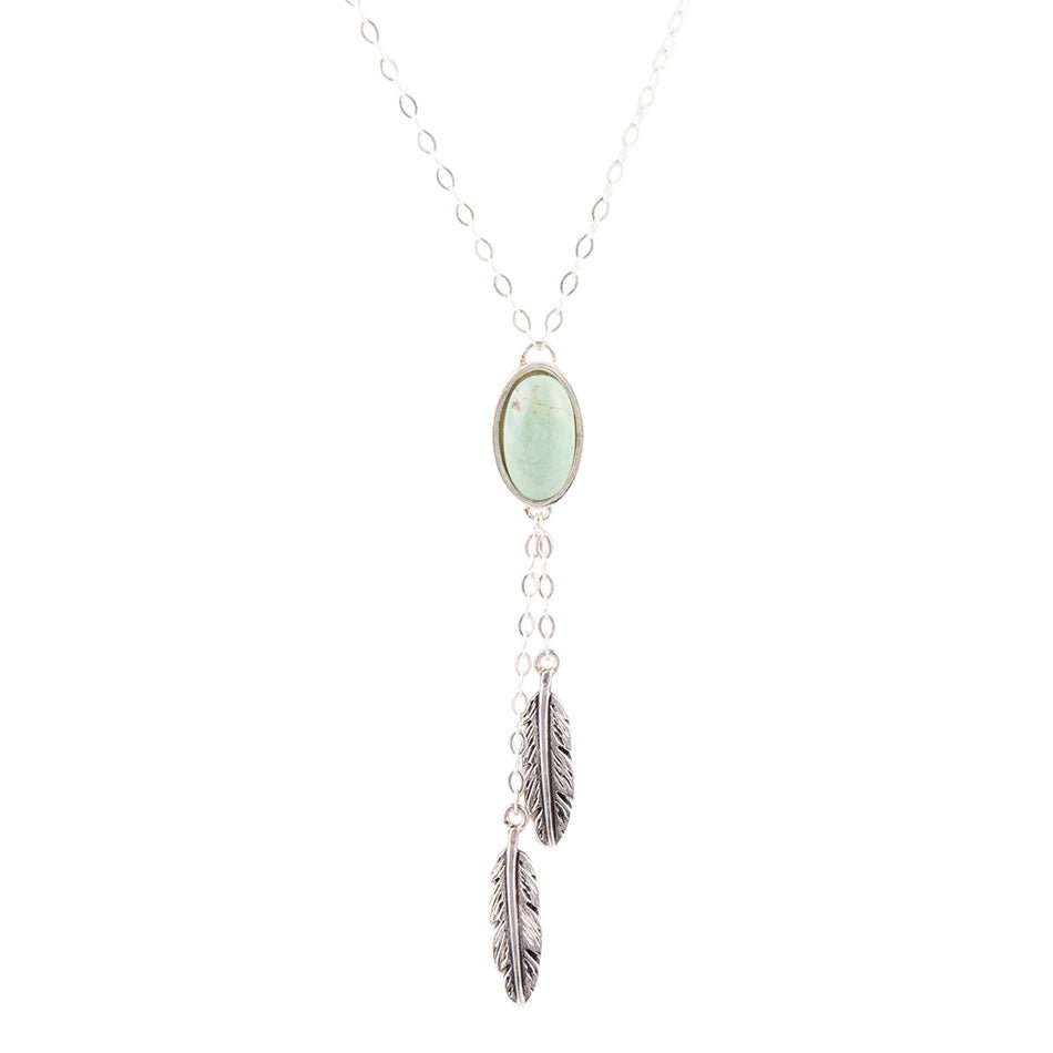 Feather Green Turquoise and Sterling Silver Necklace Barse Jewelry