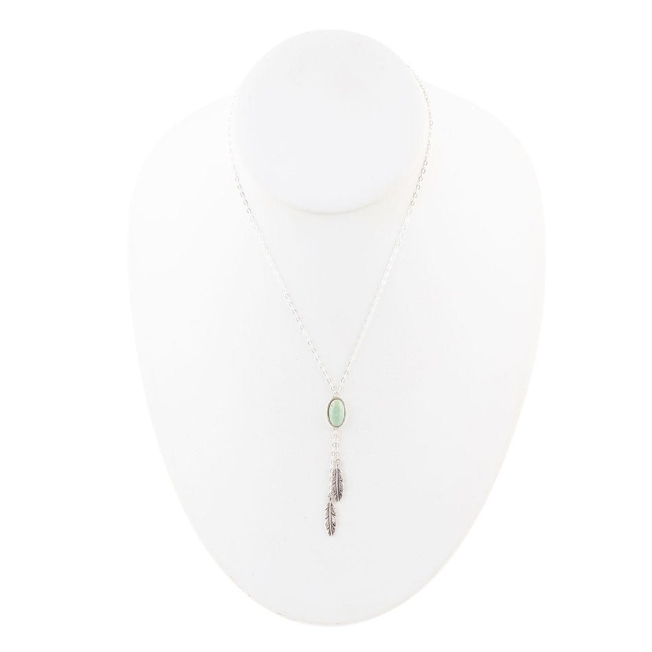 Feather Green Turquoise and Sterling Silver Necklace Barse Jewelry